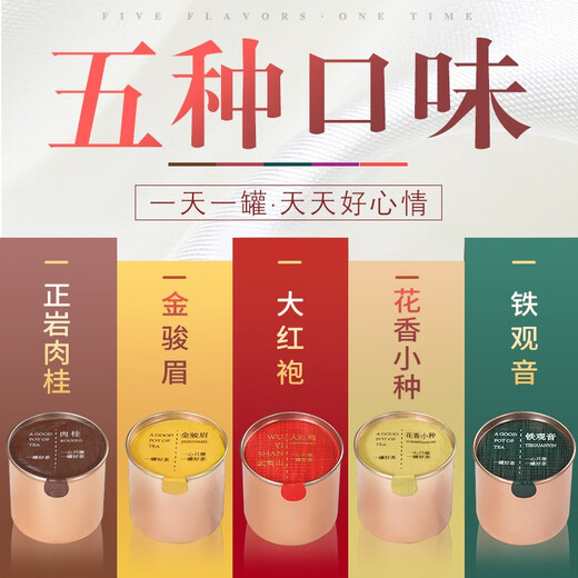 Mingyuan Tee Geschenkbox Schwarz Tee Kombination Dahongpao Jinjunmei Tieguanyin Zhengshan Xiaozhongyan Tea Cinnamon Geschenkbox [fünf Tee -Kombinationen insgesamt 20 Dosen] Jinjunmei + Tieguanyin + Dahongpao + Xiaozhong + Cinnamon