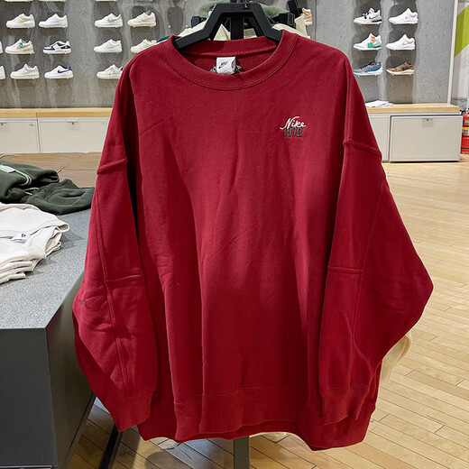 耐克（NIKE）外套女装春季新款运动服针织圆领宽松卫衣套头衫FV8444-113 FV8444-677红色内里毛圈 宽松版型 L