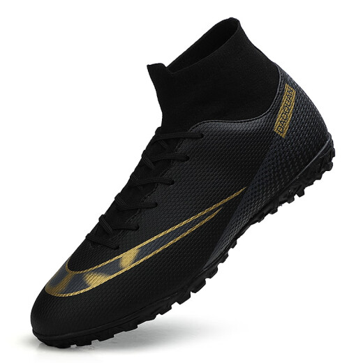 Yitian rugby football shoes long broken nails children's shoes men's and women's large size high-top shoes comfortable breathable shock-absorbing anti-slip training shoes black 35