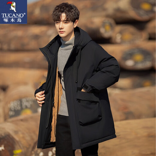 
Woodpecker (TUCANO) down jacket for men's winter mid-length coat rabbit fur liner for men's loose clothes men's jacket brown 2XL