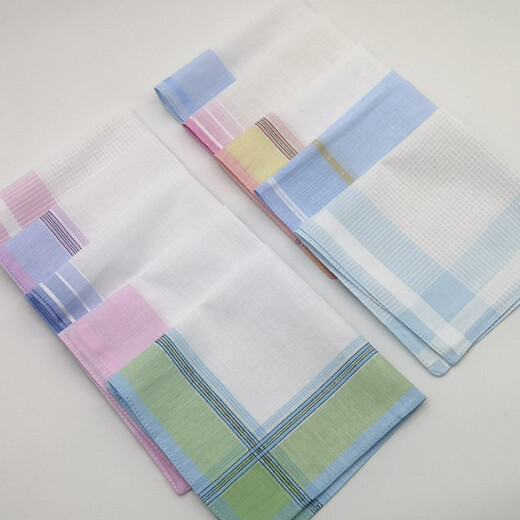 Duoyin men's cotton handkerchief old-fashioned cotton soft sweat-absorbent towel thin handkerchief plaid old man random color (3 pieces) [30*30 size]