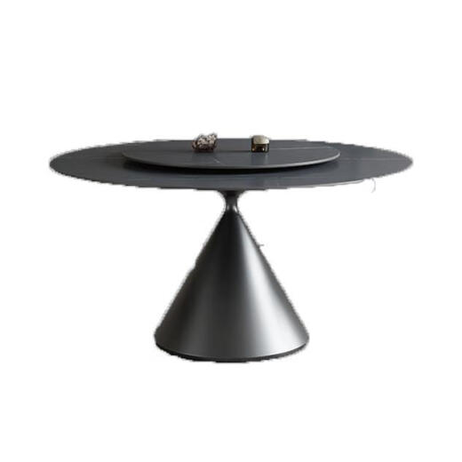 OPPEIN black slate dining table Italian minimalist light luxury round table home small and medium-sized round marble hotel large dining table 1.2 meters single round table with turntable