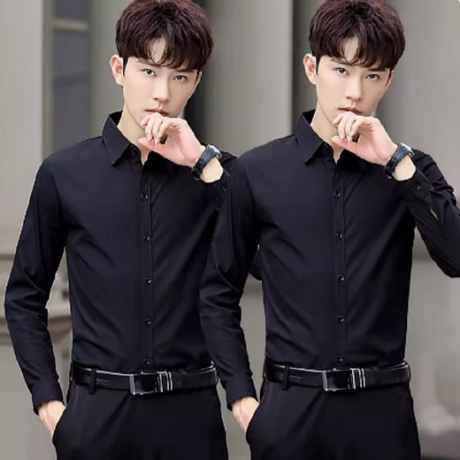 Tin Yuan White White de manga larga, no hierro, no hierro, profesionales de negocios, vestidos de manga larga de manga larga, traje de trabajo para hombres traje para hombres con 2 piezas [blanco + blanco] 2xl [120-135Jin [Jin equivale a 0.5 kg]]