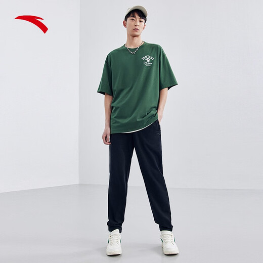 ANTA sweatpants and sweatpants men's autumn straight-cut outdoor casual loose sports pants basic black-1 L /175