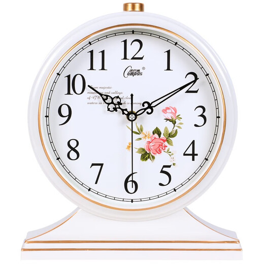 Compas Wall Clock Classical European Table Clock Retro Living Room Decoration Table Clock Creative Bedroom Bedside Clock Quartz Clock 3020 Digital Ivory White