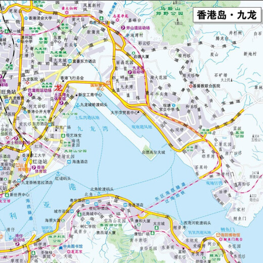 2025年新 香港地图 1068*749毫米 纸质墙贴 高清政区交通图