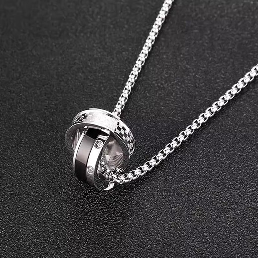 QMXD engraved titanium steel necklace men's trendy hip-hop high-end men's pendant trendy brand versatile clavicle chain handsome accessories necklace