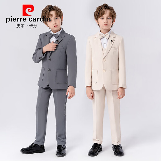 
Pierre cardin children's dress handsome boy British gentleman style suit small children's suit piano hosting performance suit gray 6-piece set (shirt + jacket + vest + trousers + 150cm, recommended weight 68-79 Jin [Jin equals 0.5 kg]