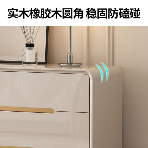 柏维棠奶油风梳妆台斗柜一体卧室现代简约转角化妆书桌床尾收纳柜化妆台 MD723六斗柜140长妆台一体 包送货安装