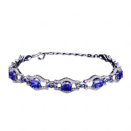 
KULV Tanzanite Bracelet New Turin Eye Tianlran Internet celebrity same heavy industry sapphire color treasure girl blue diamond bracelet [16+4cm]