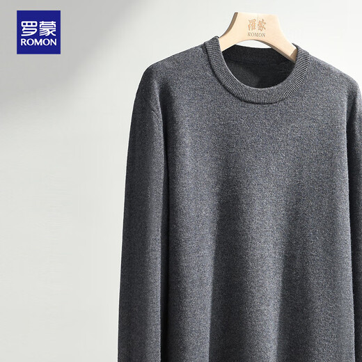 Romon [100% Wool] Pure Wool Sweater Men's Autumn and Winter Round Neck Sweater Men's Thin Pullover Bottoming Sweater Men's Clothing
