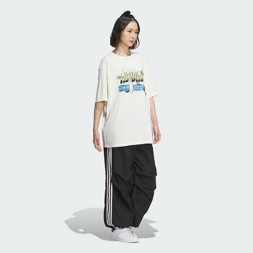 Adidas 阿迪达斯  SMR GFX TEE SS三叶草夏女子运动短袖T恤T桖 IW6296 2XL