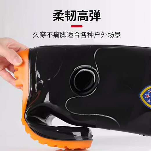 Leyou Baiyi Rain boots black rain boots mid tube size 41 waterproof shoes rubber shoes outdoor wear-resistant and not slip-resistant on rainy days