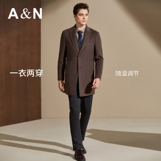 安东尼奥【 澳毛&可拆卸鹅绒内胆】加厚双面呢秋冬大衣男中长款羊毛呢外套