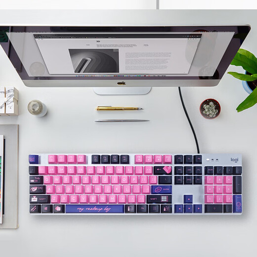 
Logitech K845 mechanical keyboard Wired keyboard Office full-size keyboard E-sports game luminous keyboard Chicken-eating keyboard Diy keycap Valentine's Day gift K845[My makeup bag]-Tea Roll