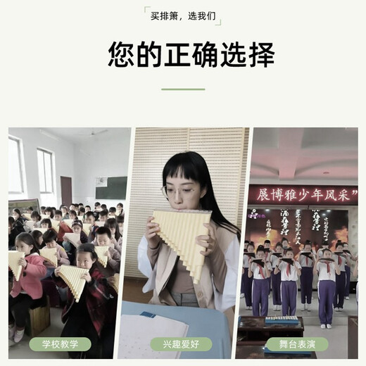 骊歌排箫乐器儿童学生教学专业演奏初学者入门排箫黑白色168管C调 【16管C调】米白+免费刻字