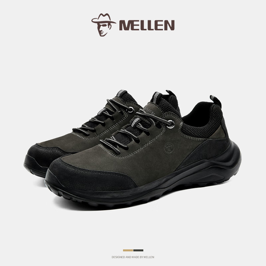 MELLEN Minglang men's shoes new outdoor wear-resistant sports casual shoes genuine leather comfortable work boots MEC67281 dark gray (real leather inner) 37