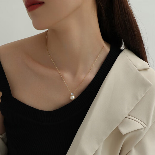 Fat Donglai quality Princess Diana style pearl pendant 925 sterling silver same style classic Princess Diana single necklace fashion pearl white 10mm 925 sterling silver S