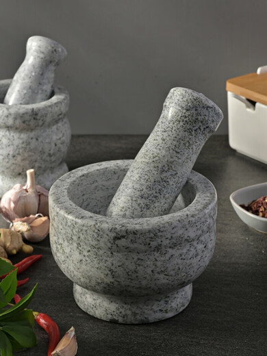 Interesting tools, natural stone garlic pounder, stone mortar, medicine jar grinder, household garlic mortar, garlic peeling garlic press, garlic paste, polished medium stone mortar with lid