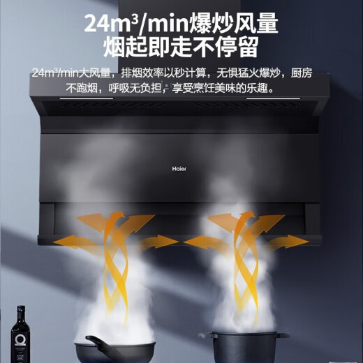 海尔（Haier）家用抽油烟机24立方7字大吸力油烟机燃气灶具嵌入式洗碗机套装自清洁手挥开关语音控制全封闭电机 719烟机+5.2猛火灶+15套w5000洗碗机