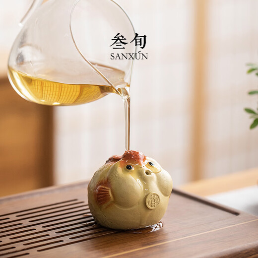 Thirty-year-old Bubble Fish Tea Pet, creative handmade, tea-playing, purple sand exquisite small ornaments, high-end Kung Fu tea ceremony accessories, Bubble Fish Tea Pet, large