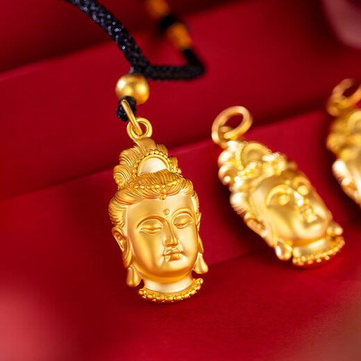 Dushen 18K gold pendant, ethnic style Guanyin pendant, Zhou family's same style Guanyin Bodhisattva pendant, fine Guanyin pendant