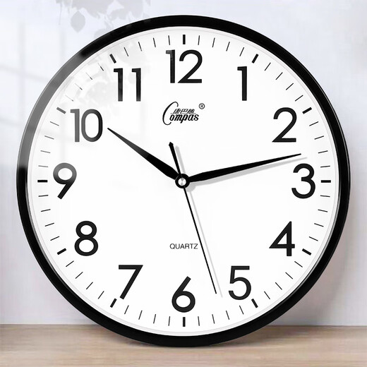 Compas wall clock living room simple silent living room quartz clock wall clock c2866 black 30.5cm diameter