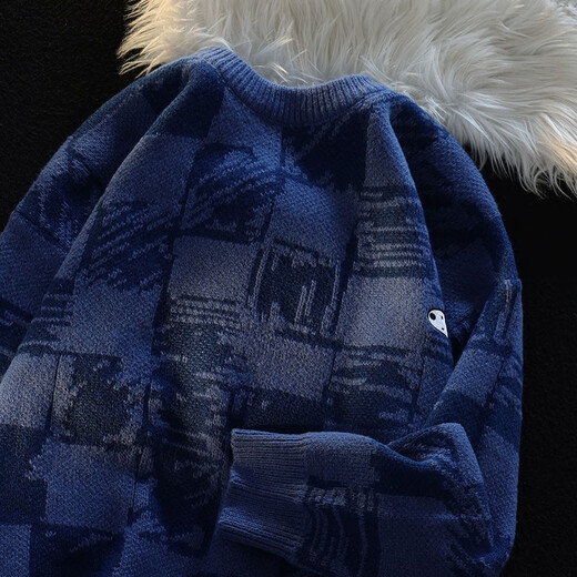 POUM Men's Clothing Joint New Year Couple Sweater Men's Autumn Loose Casual Bottoming Sweater Hong Kong Style Casual Round Neck Jacket TCFS-553 Apricot L