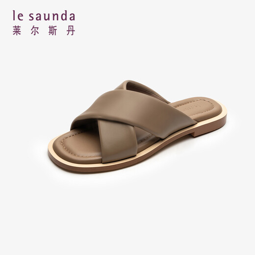 Lairsdan Sommer neuer Stil stilvoller lässiger, bequem bequemer flacher Ferse Flip Flops Sandalen außerhalb der Frauenschuhe 12801 Braun grau TPK 37
