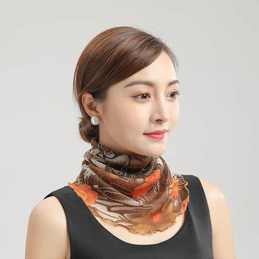 杉沓防晒面罩女夏季薄款骑行面巾面纱围脖套女套头丝巾护脖挂耳巾护脸 梅花-藏青 均码 发2个
