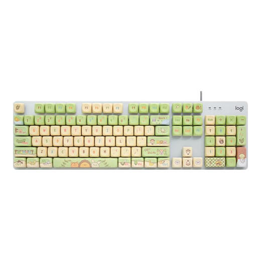 罗技（Logitech） K845有线游戏机械键盘104键DIY彩色键帽 电竞键盘吃鸡 背光金属面板 K845森林童话-青轴