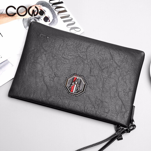 Kuh Herren Handtasche Mode Clutch Bag Herrenbeutel großer Kapazität Umschlagbeutel Casual Handtasche Tasche Herren C-9818 Schwarz