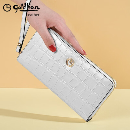 Goldlion Ladies Clutch 2025 New Fashion Long Wallet Multifunctional Light Luxury Women's Bag Women's Day Gift White