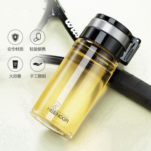 希诺（HEENOOR） 玻璃杯单层加厚带提环泡茶杯带过滤网男士户外便携大容量水杯子 经典版 695ml