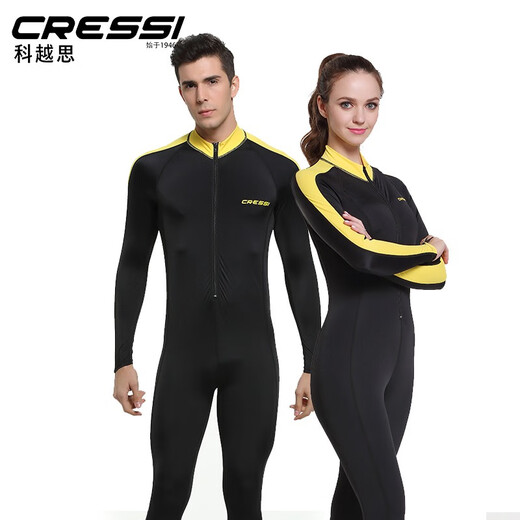 CRESSI Italian jellyfish snorkeling suit, one-piece diving suit, snorkeling suit, long-sleeved sun protection swimsuit for men and women, black pink XL