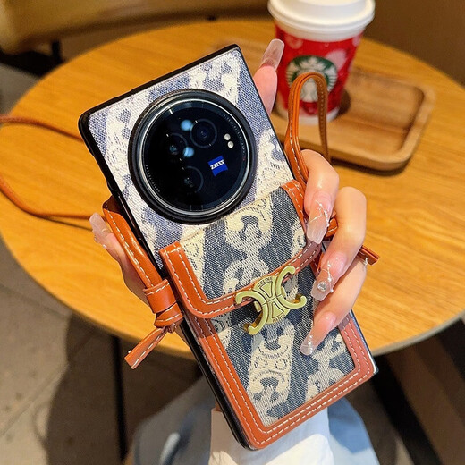 Подходит для чехла для мобильного телефона vivoXFold3, модного синего ремешка для держателя карт xfold3pro, складного защитного чехла от падения, модного синего цвета + держателя карты через плечо vivo X Fold3