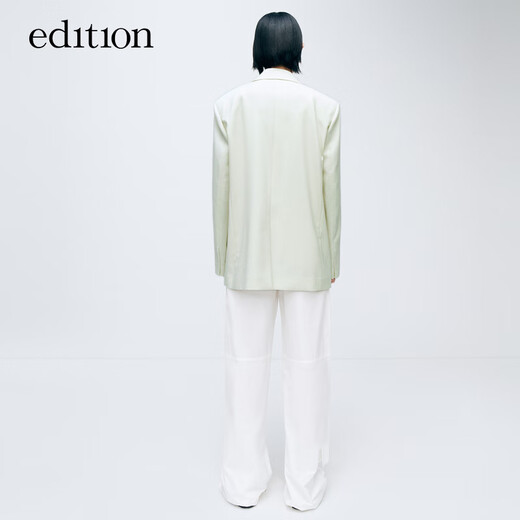 Edition suit jacket spring new old money style wool worsted waist commuting female gentleman suit elegant white green S 160