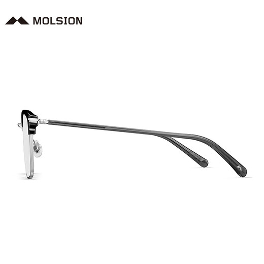 MOLSION陌森眉架眼镜架肖战同款男女眼镜框可配度数防蓝光眼镜MJ6180 B15银色|亮黑 单镜框