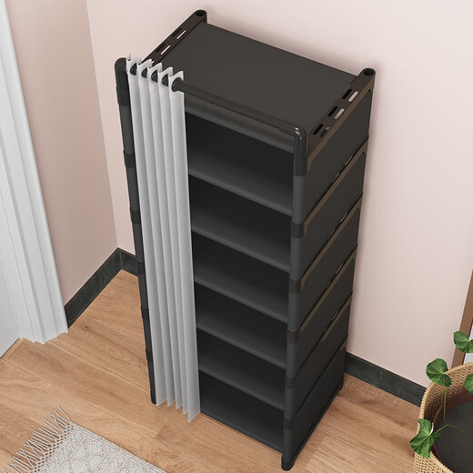 Lohas Time Simple Shoe Rack Doorway Multi-layer Household Shoe Cabinet Storage Rack Entry Door Dust-proof Shoe Rack Dormitory Shoe Rack Black 8-layer Length 42cm