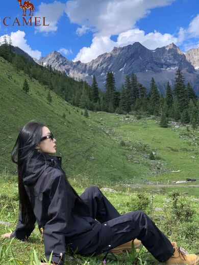 骆驼【幻影】黑色三合一抓绒内胆户外冲锋衣防风防水登山服 6626-幻影黑[男女单衣外套] 3XL 推荐155-175斤