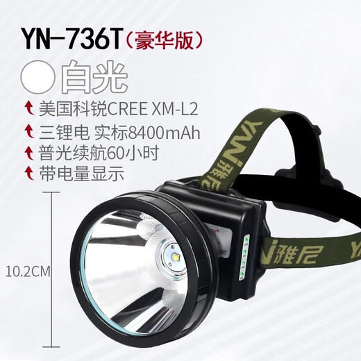 Yanni Headlight étanche et forte Light Ultra-Long Battery Life 736 charging up super lumineux Mounts de pêche extérieure monté sur la tête