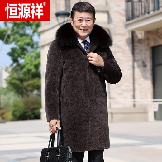 Hengyuanxiang шерстяное мужское зимнее пальто для мужчин среднего и пожилого возраста, хлопковое пальто для пожилых людей, бархатное утолщенное шерстяное пальто, дедушкина одежда, темно-синий (обычный меховой воротник) 2XL 185