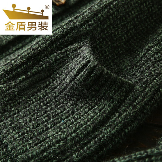 Golden Shield Wool Cardigan Italian Station Men's Autumn and Winter Thickened Knitted Sweater Jacket Green M (130-145Jin Jin equals 0.5kg)