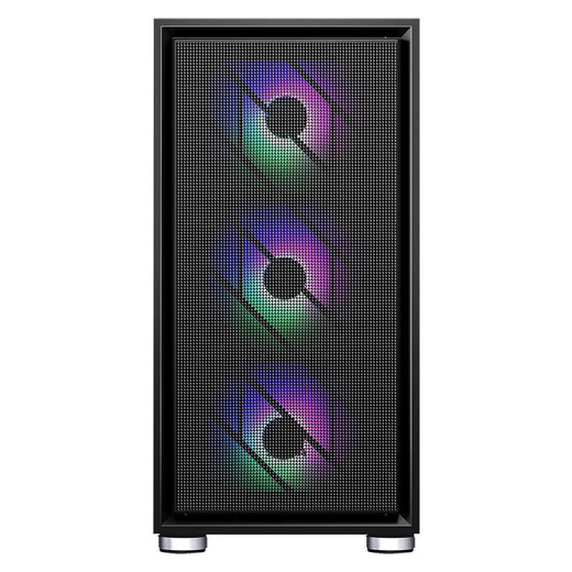 先马（SAMA）朱雀台式电脑主机箱 前板铁网/双面散热孔/宽体五金/支持ATX 朱雀air 黑机箱+4个黑色无光风扇（配集线器）