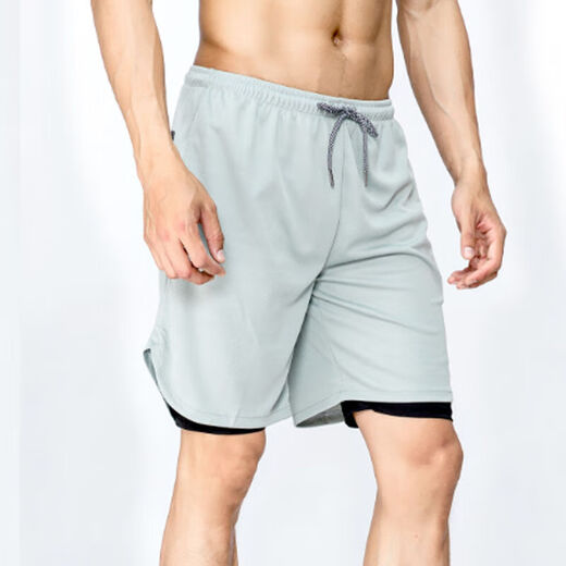 Running shorts two-in-one marathon men can put mobile phones with double layer lined sports American fake two-piece basketball 9904# green M 4XL (190c175-190Jin [Jin equals 0.5 kg])