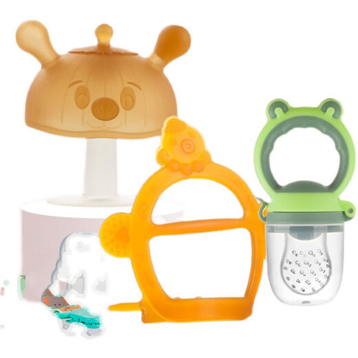 Yoshida Hisamori Giraffe Bite Baby Mushroom Teether Bracelet Fruit and Vegetable Toy Rattle Baby Silicone Boilable Nano Silver Bracelet (2 Pack)