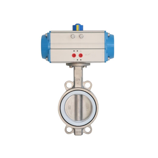 Pneumatische Schmetterlingsventil 304 Edelstahl-Schmetterlingsventil Tetrafluoro D671XP-10P Klemmstürmer Schmetterling Ventilsäure und alkali-resistentes Ventil DN100 DN150 Tetrafluoro 304 am Aktuator