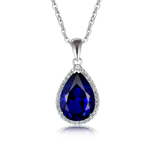 DRJEFUN sapphire pendant 925 silver plated 18K gold tanzanite color gemstone drop-shaped color gemstone necklace pendant for women without chain