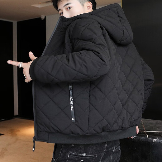 Afilmby Baumwollmantel Herren Baumwollmantel Herbst und Wintermantel Herren Winter Mode Kleidung und Samt verdickte Wintermantel-Baumwolljacke schwarz 3xl (140-155jin [Jin gleich 0,5 kg])