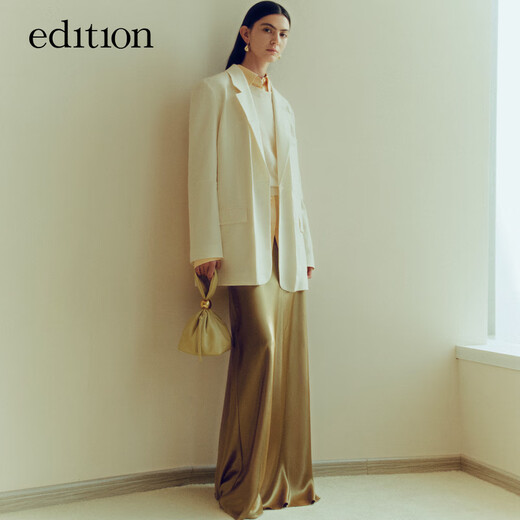 Edition blazer spring new design three-dimensional hot-lined wool worsted women's gentleman's suit cream yellow S 160